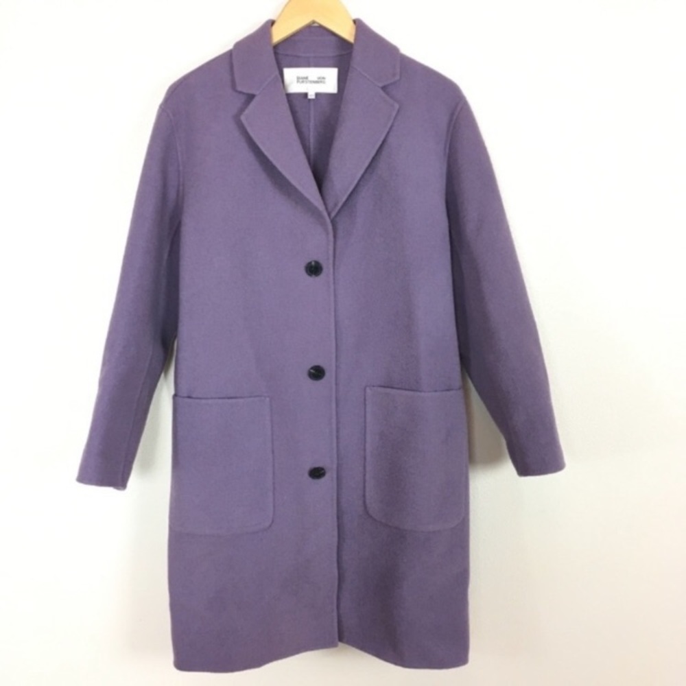 Diane von Furstenberg DVF Piper Wool Blend Coat Long Sleeves Women’s Sz Small